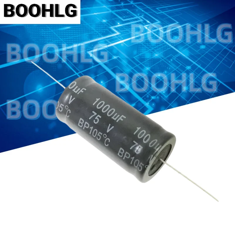 2PCS Horizontal Axial Non-Polar Audio Electrolytic Capacitor 75V 1000µF 25X51mm