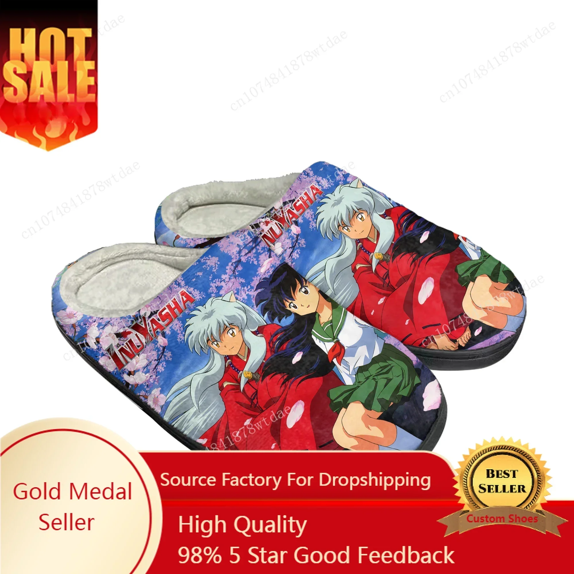 

Inuyasha Home Cotton Slippers Men Women Kagome Higurashi Plush Bedroom Casual Keep Warm Shoe Anime Custom Thermal Indoor Slipper