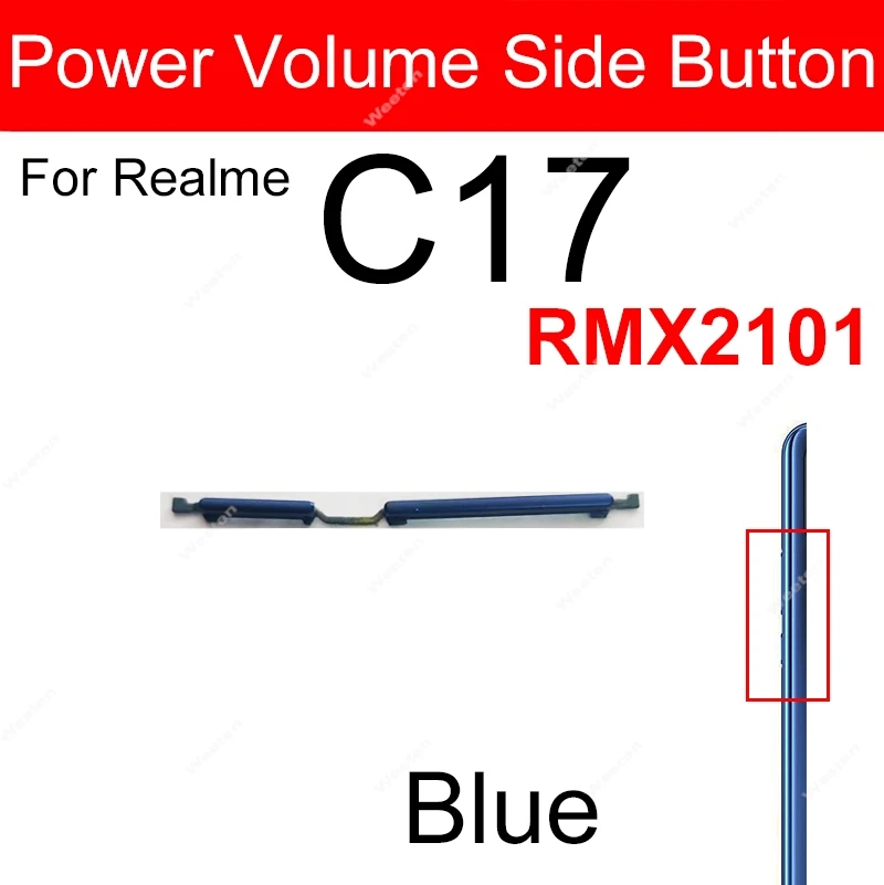 For Realme C11 C12 C15 C17 On OFF Button Power Volume Up Down Side Key Replacement Parts