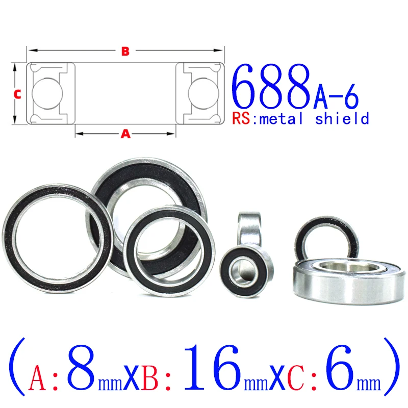 688ZZ 2RS Flange Mini Bearings 8x16x5mm 8x16x4mm 8x16x6mm Rubber & Iron Sealed RC Car Toy Bearing Kit