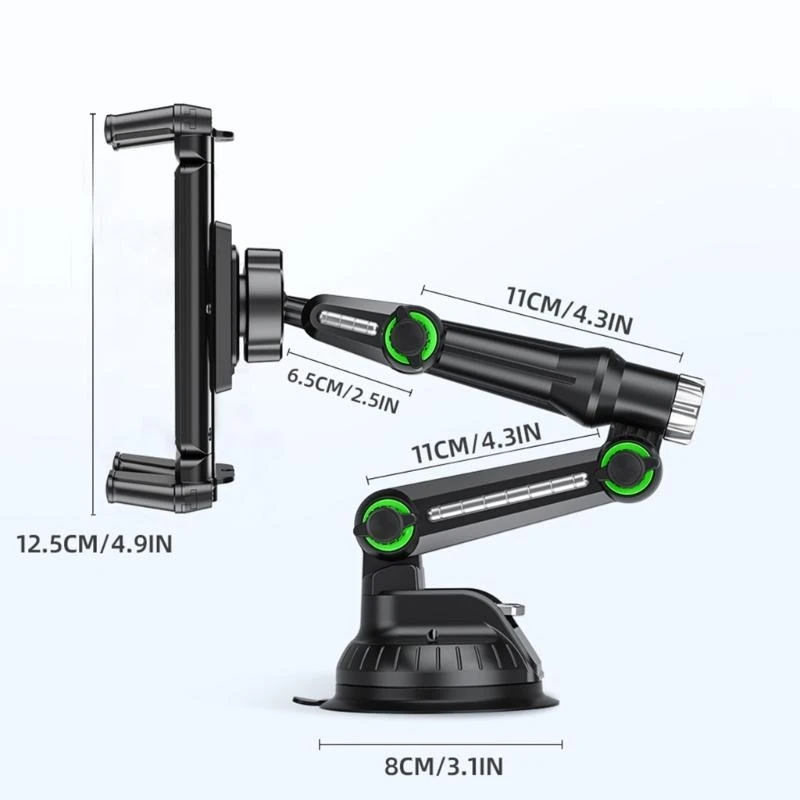 Retractable Tablet Car Stand with Suction Base Extended Length 360 Rotation