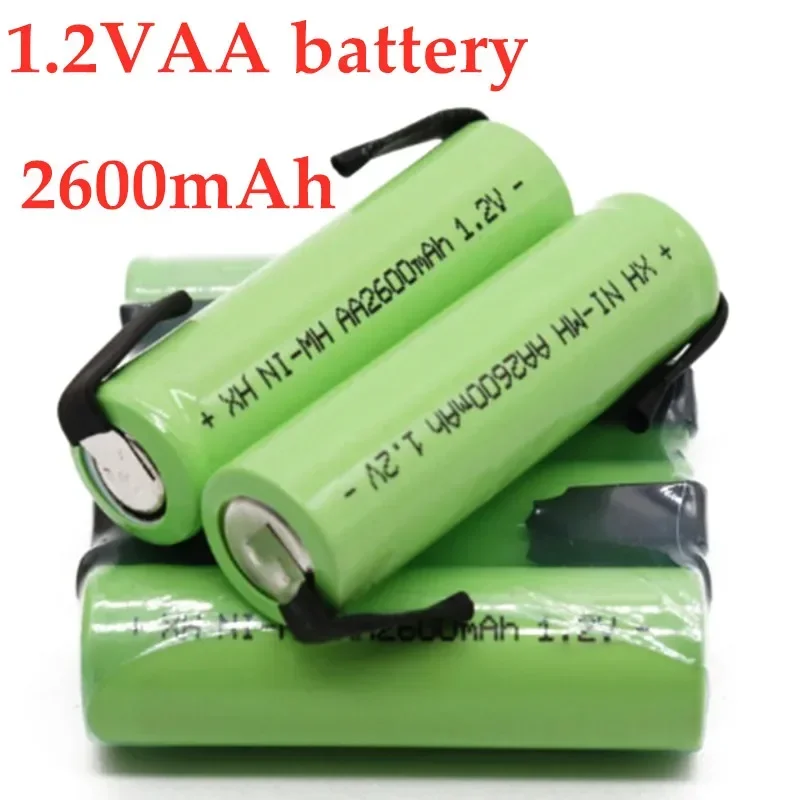 

1.2V AA Rechargeable Battery, 2600mah, NI-MH Cell, Green Housing with Solder Tabs ，for solar lights emergency lights， batteries