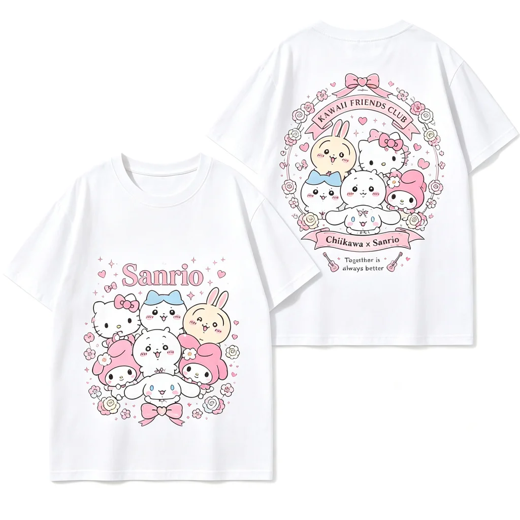 2026 Neues Chiikawa Kawaii Y2K Grafik-T-Shirt Unisex Niedliches Cartoon-Anime Kurzarm Lose Sommer-Streetwear-Oberteile – Detail 5