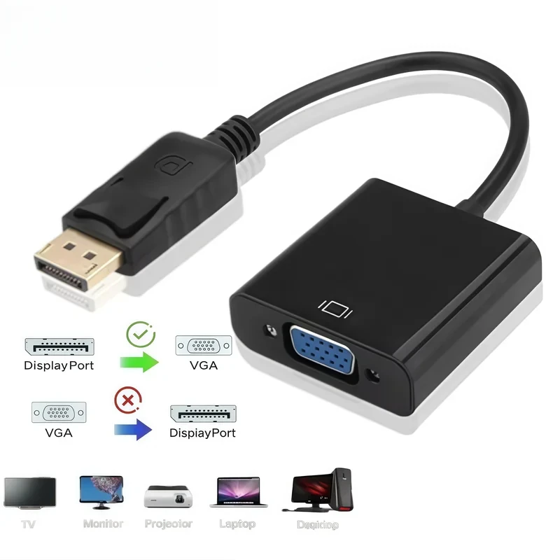 DisplayPort Display Port DP to VGA Adapter Cable Male to Female Converter for PC Computer Laptop HDTV Monitor Projector