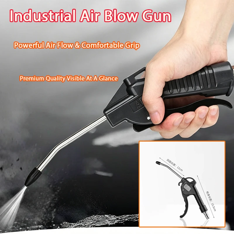 ZK Powerful Air Blow Gun Ergonomic Handle Blower Gun  Retractable PU Coiled Air Hose Quick  Fittings For Industrial Car Cleaning