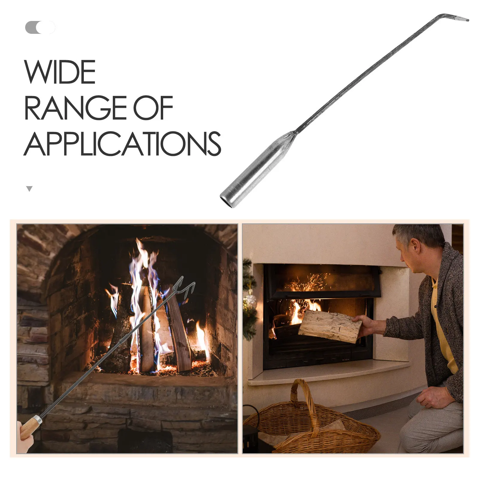 Long Handle Iron Fireplace Poker Metal Fire Pit Tool Camping Fire Poker Outdoor Indoor Use Fireplace Hook Wood Stove Accessories