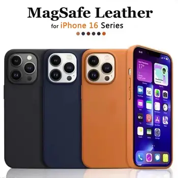 適用於蘋果 iPhone 17 Pro Max 16 13 12 14 15 Plus 的奢華 MagSafe 保護殼,皮革材質,官方風格,MacSafe 磁吸式 iPhone 保護套 8 最佳銷售 蘋果 MagSafe 保護殼 - №8