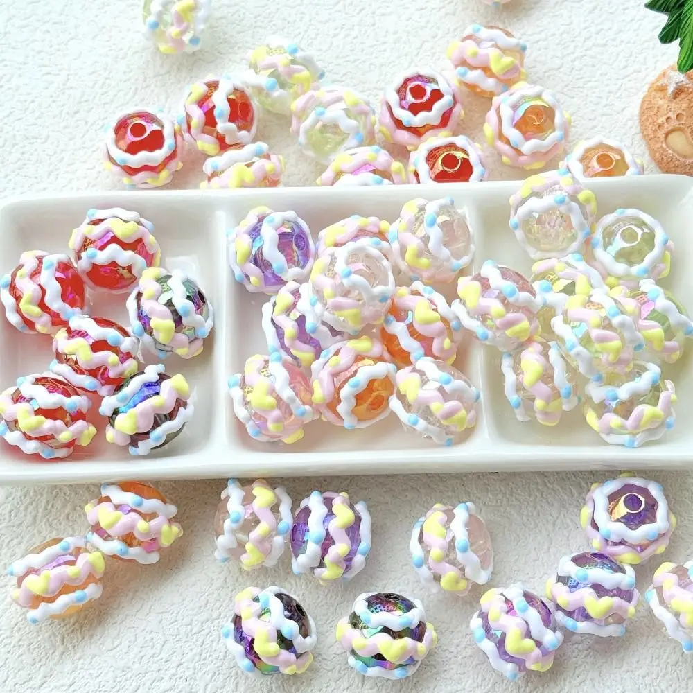 5Pcs/Set Cream Hand-painted Beads Candy Color Handmade Phone Chain Beads Jewelry Accessories Diy Materials Mobile Phone Charms