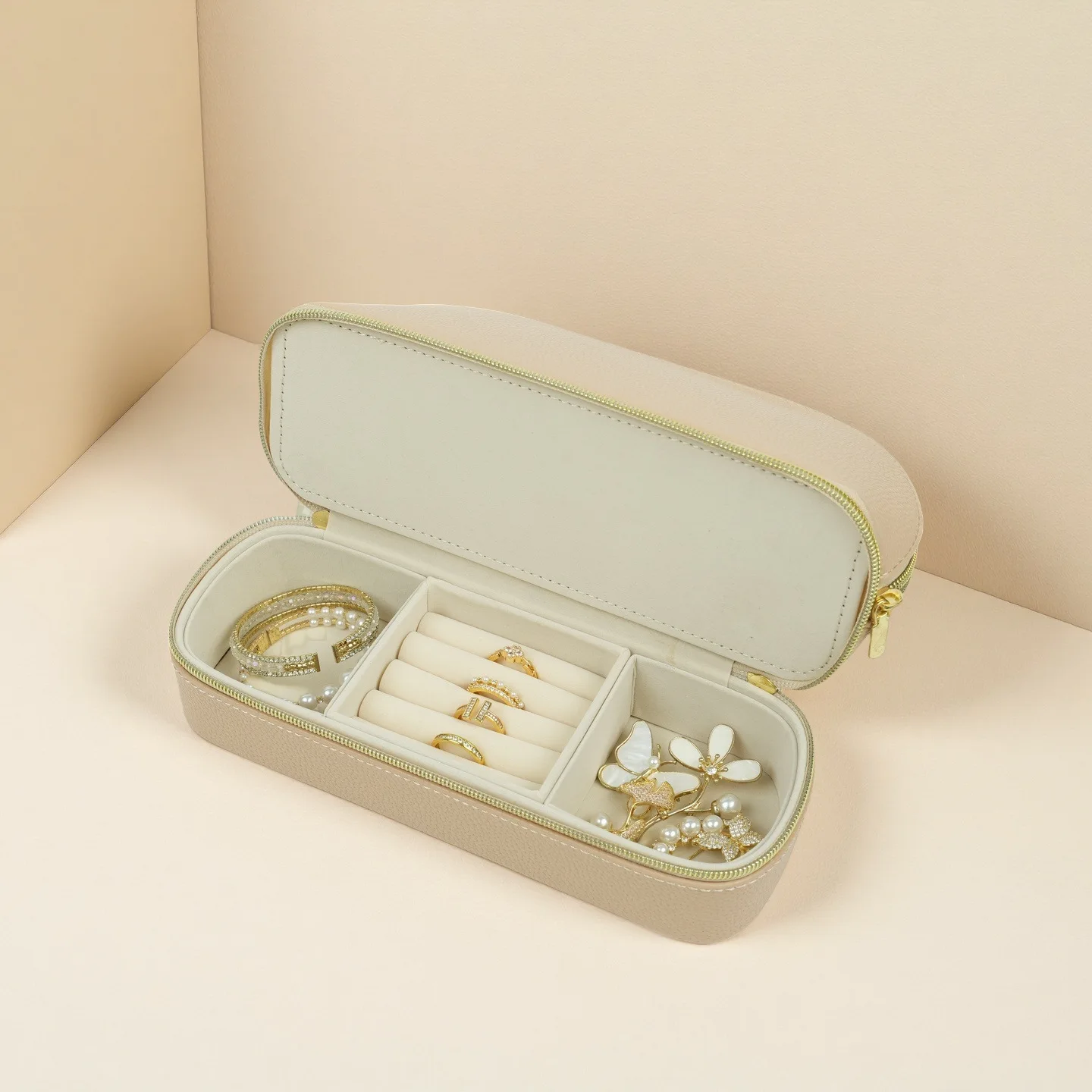 

Women PU Jewelry Storage Box Girl Friend Travel Necklace RIngs Earring Make Up Case