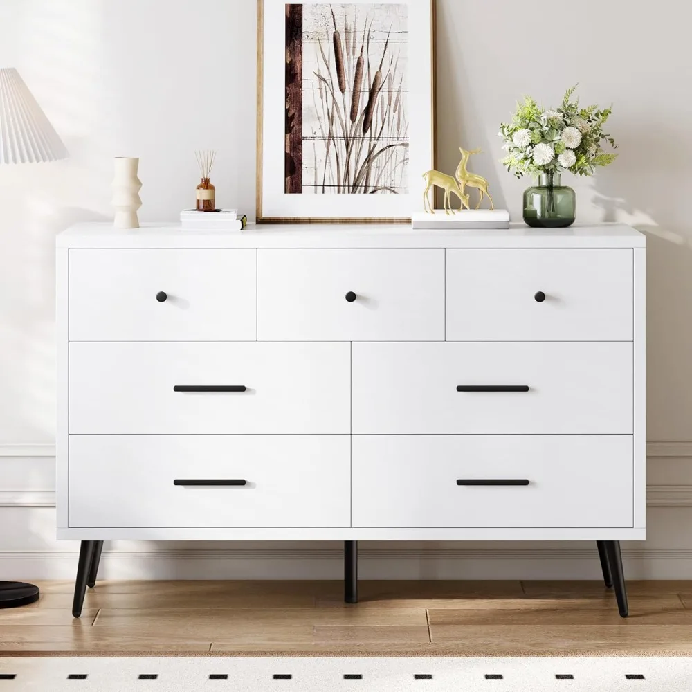 White 7 Drawer Dres…