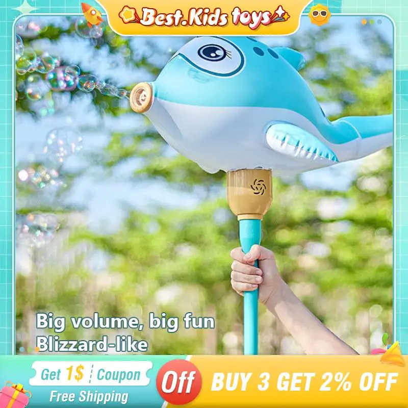 

Electric Balloon Dolphin Bubble Machine LED Inflatable Handheld Kids Toy Non Leaking Bubble Gun Blowing Soap Maker Outdoor Game