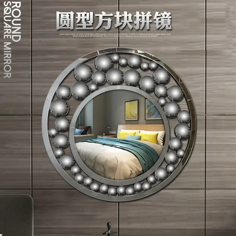 Y American Hallway round Light Luxury Bathroom Mirror Creative Background Wall Hanging Meal Side Decorative Mirror
