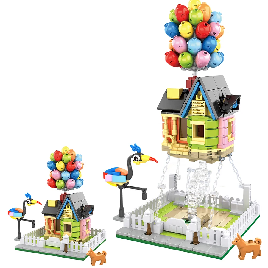 686PCS flying house MOC building block model set creative suspension anti-gravity 6 toy balloon house building kit Toys Gifts