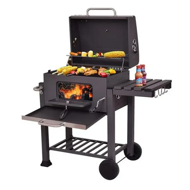 

large backyard party Garden charcoal barbecue grill smoker camping outdoor kitchen cart bbq grills trolley with side table