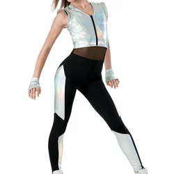 High Quality 3 Piece Performance Outfits MJ Spacesuit Hip Hop Stage Dance Costume Street Dancewear Danceclothes Women