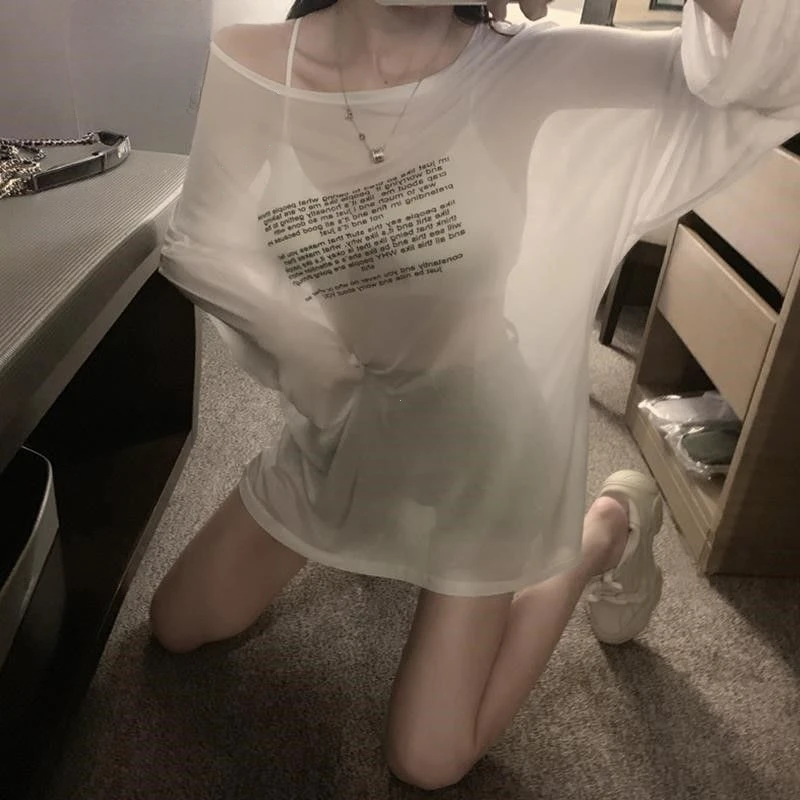 Nice Loose T-shirts For Women Letter Pattern Simple Design Korean Style Summer Clothing Thin All-match Young Students Tops New T