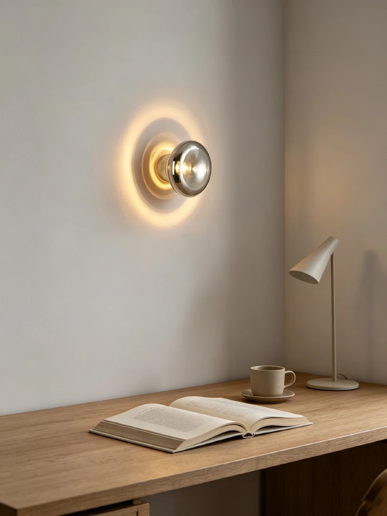 Grey Glass LED Wall Lamp Gold Aluminium Mini Light