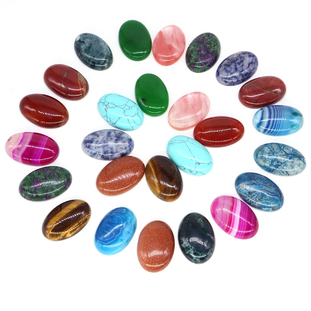 20pcs/Set Natural Stones Oval Cabochon Beads Healing Crystals Pendant Ring Earring DIY Jewelry Making Accessories Lots Wholesale