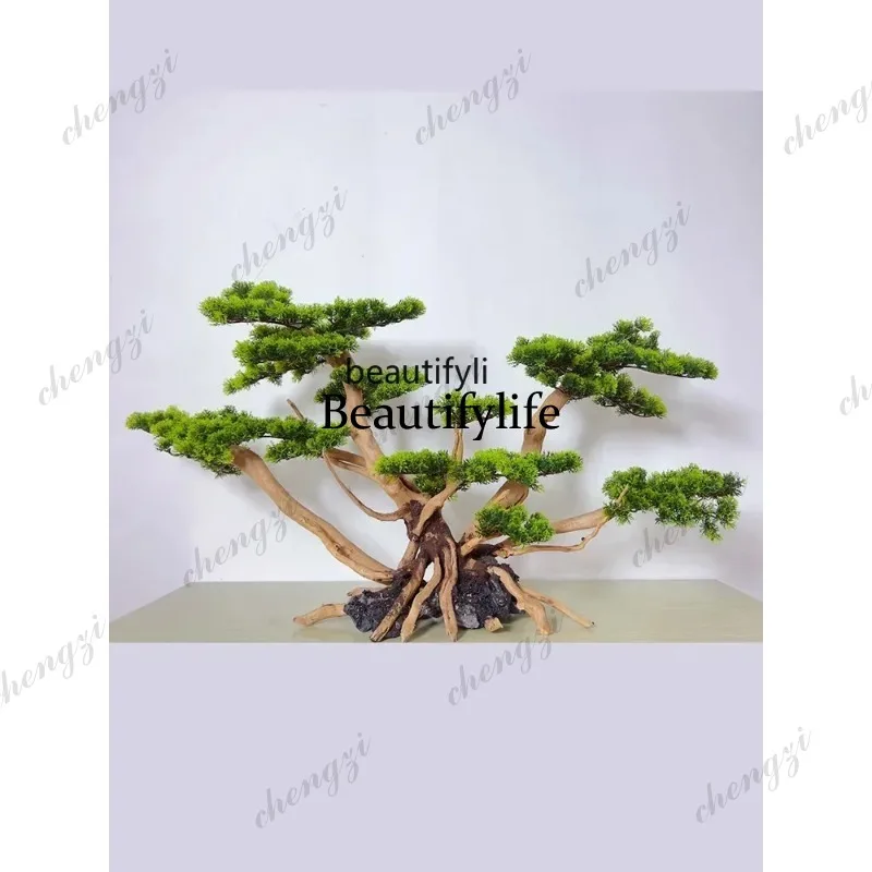 A29    Artificial Greeting Pine Living Room Entrance Bonsai Pine Tree Decoration Fish Tank Dead Wood Green Plant Landscape - view 5