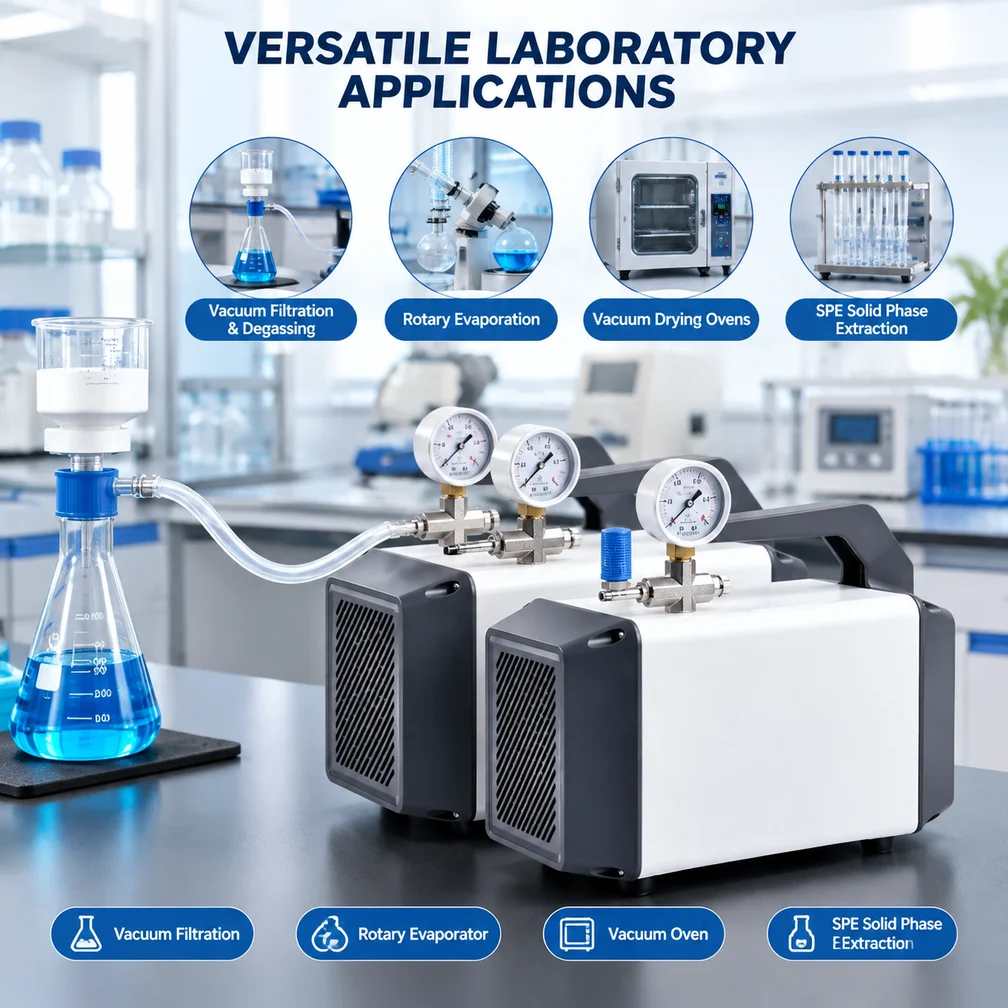 WEIAI Oil-Free Diaphragm Vacuum Pump 30L 60L Laboratory Air Pump for Vacuum Drying Equipment Sample Processing and Lab Work 220V