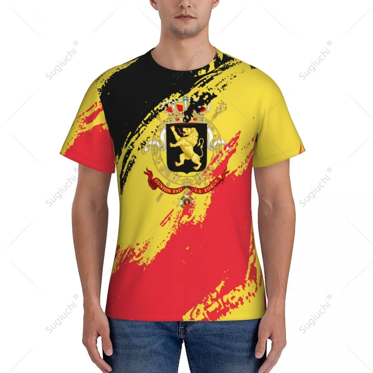 Custom Name Nunber Belgium Flag Color Men Tight Sports T-shirt Women Tees jersey For Soccer Football Fans