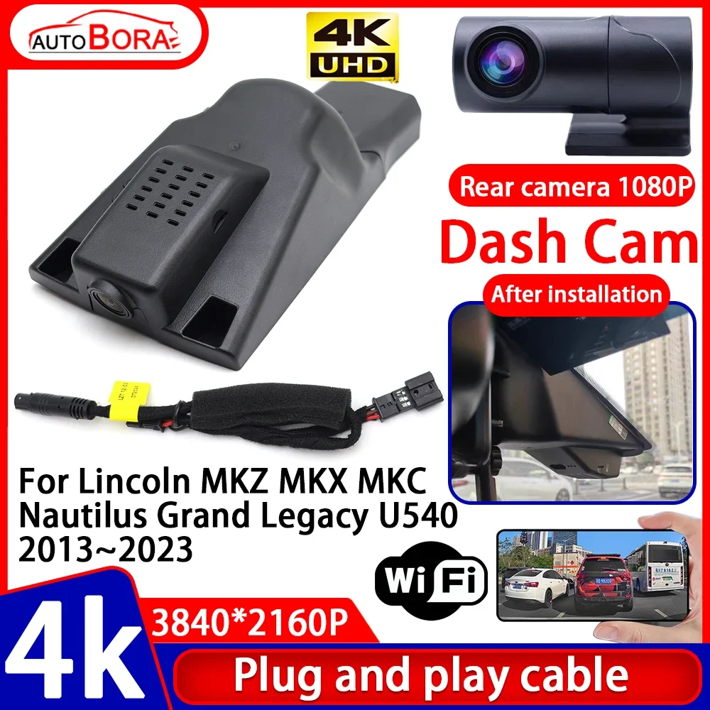 

ZhuCamX Recorder Night Visio 4K UHD Plug and Play Car DVR Dash Cam for Lincoln MKZ MKX MKC Nautilus Grand Legacy U540 2013~2023