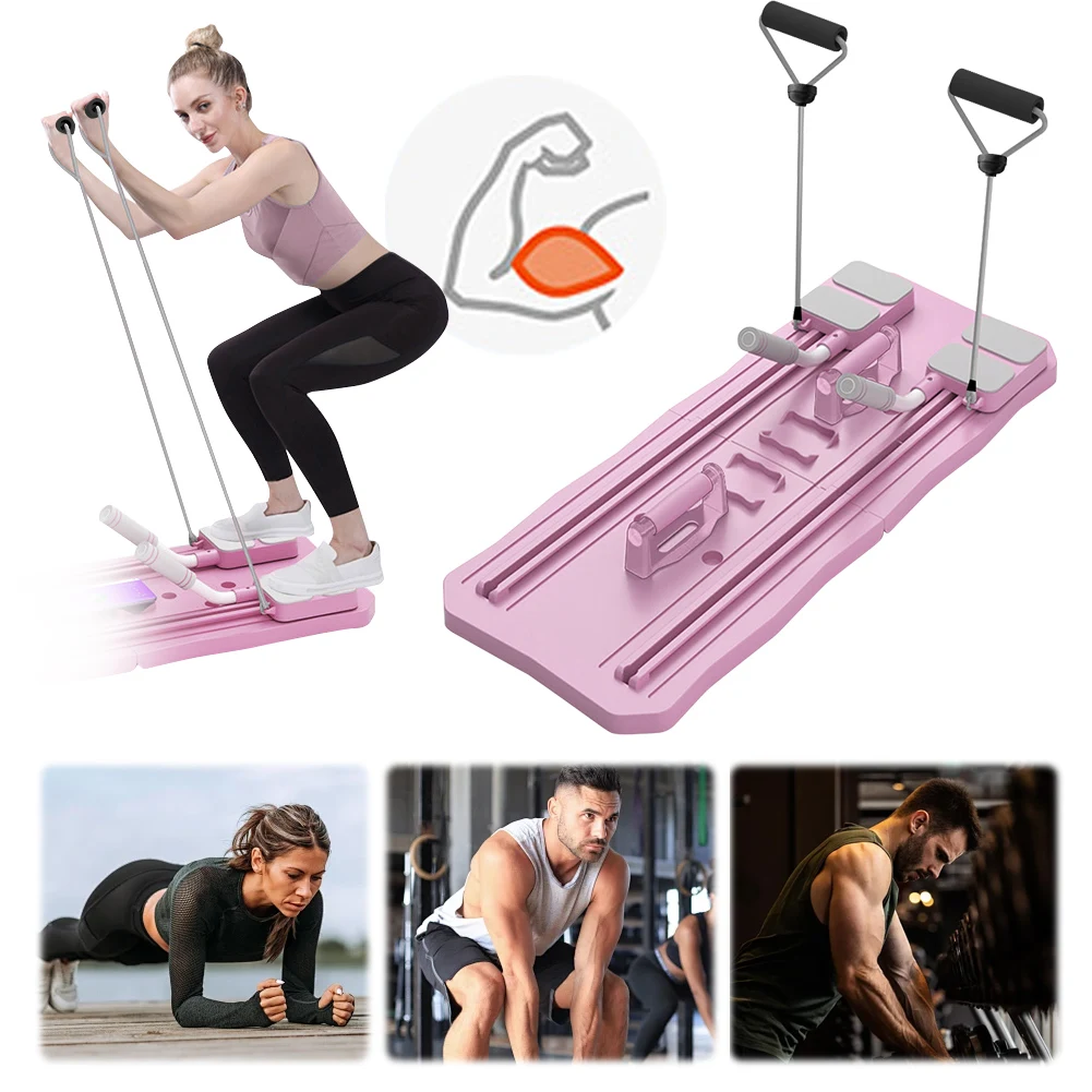 Fitness Plate Abdominal Board Non Slip Push up Board Automatic Rebound Leg & Arm Toner Pilates Reformer Set for Muscle Curling