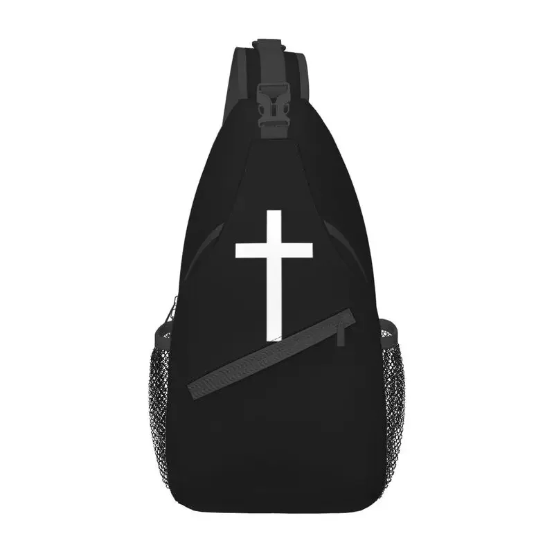 Fashion Catholic Jesus Cross Sling Bags for Cycling Camping Men Christian Religious Crossbody Chest Backpack Shoulder Daypack