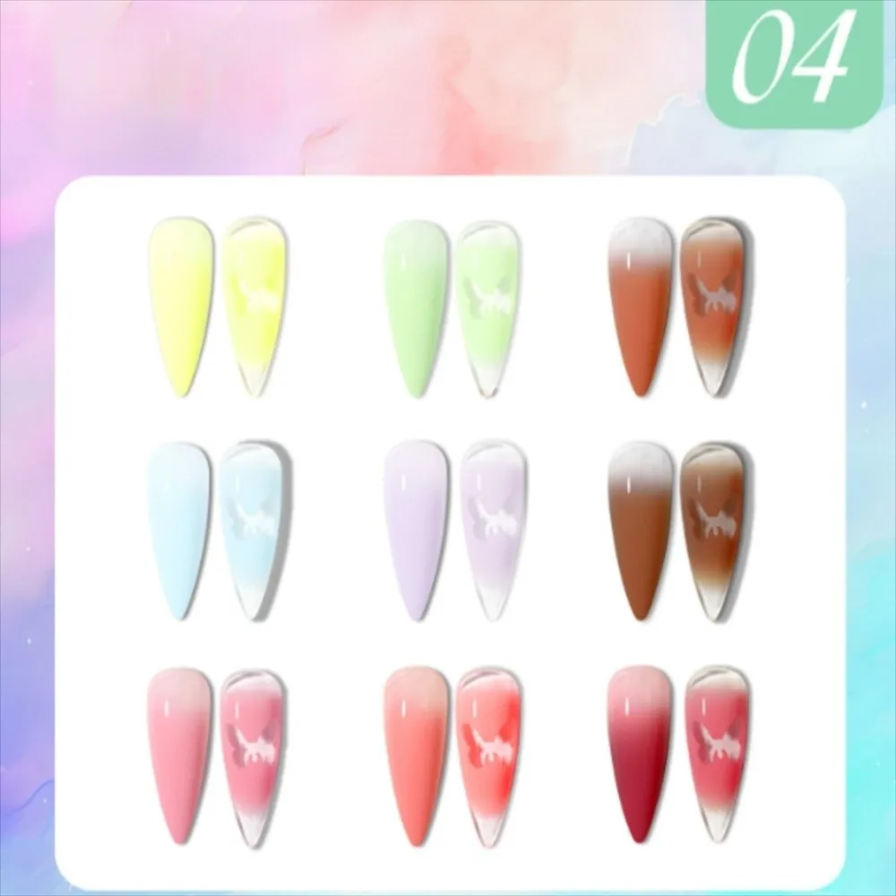 

Mini 4IN1 Pat Ombre Gel Nail Polish 9-color French Nail Manicure Easy Gradient Painting Gel UV Solid Paint Art Gel Gift