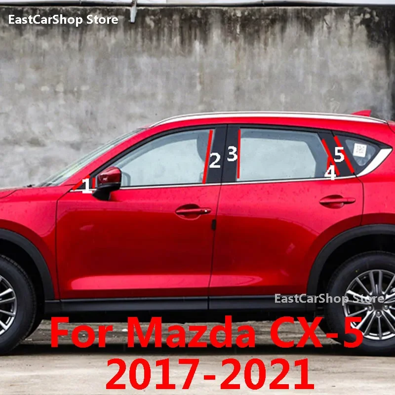 

Car Door Window Middle Column Trim Decoration Protection Strip Black PC Stickers for Mazda CX-5 CX5 2021 2020 2019 2018 2017