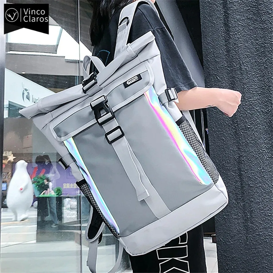 

Large-capacity schoolbags for high school students, trendy reflective schoolbags, trendy ins college boys 16''laptop backpack