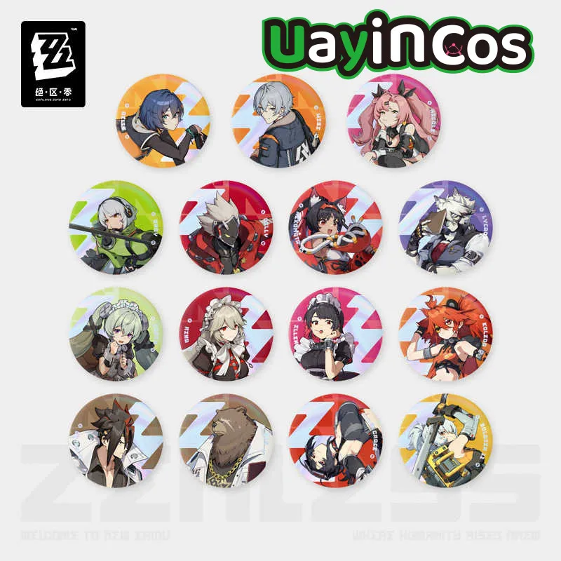 Official Original Zenless Zone Zero Time Series Tinplate Badge Brooch Pins Ornament Doll Accessories Anime Game Toy For Kids Gif