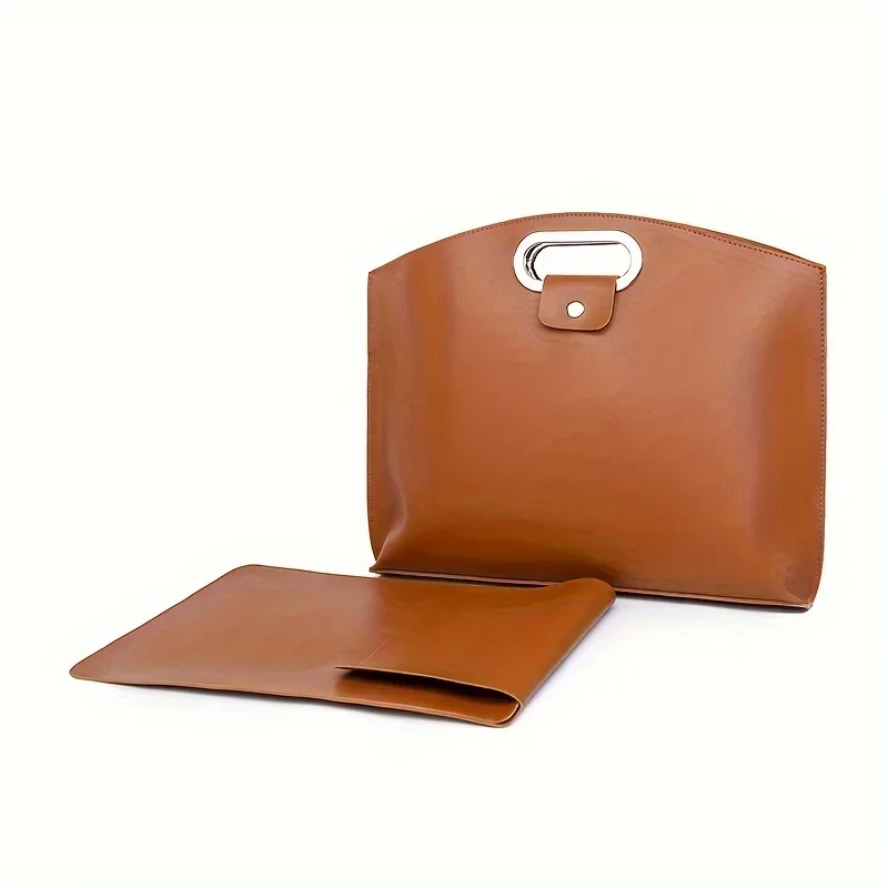 

2pcs Minimalist Handbag Set, Classic Texture Women's Handbag, PU Leather Business Envelope Document Bag With Laptop Bag