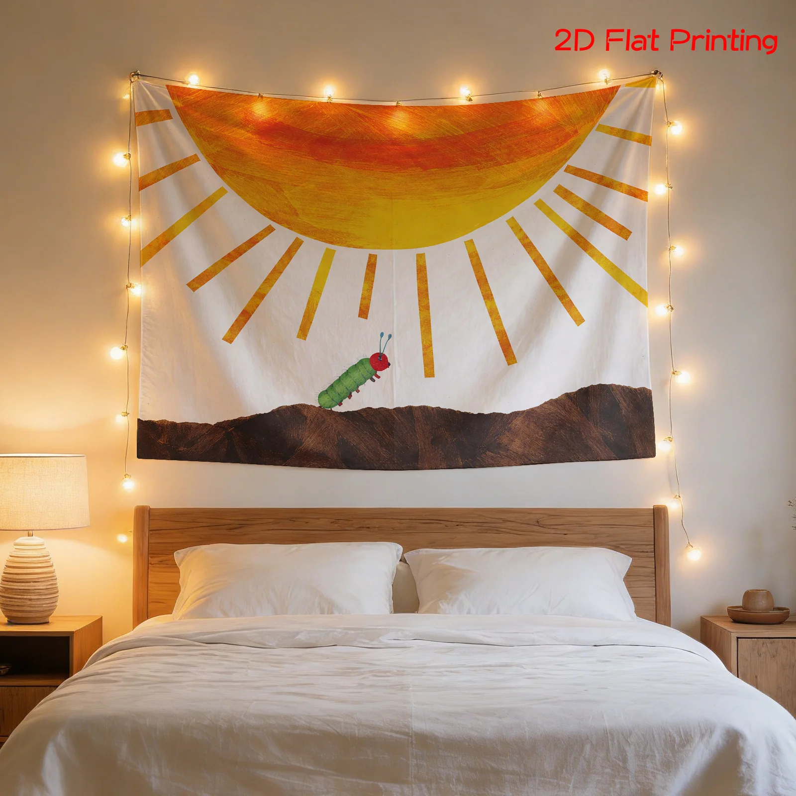 Bohemian Sun Rise Wall Hanging Tapestry Tropical Boho Macrame Polyester Decoration Print for Living Room Bedroom Home Decor Wall