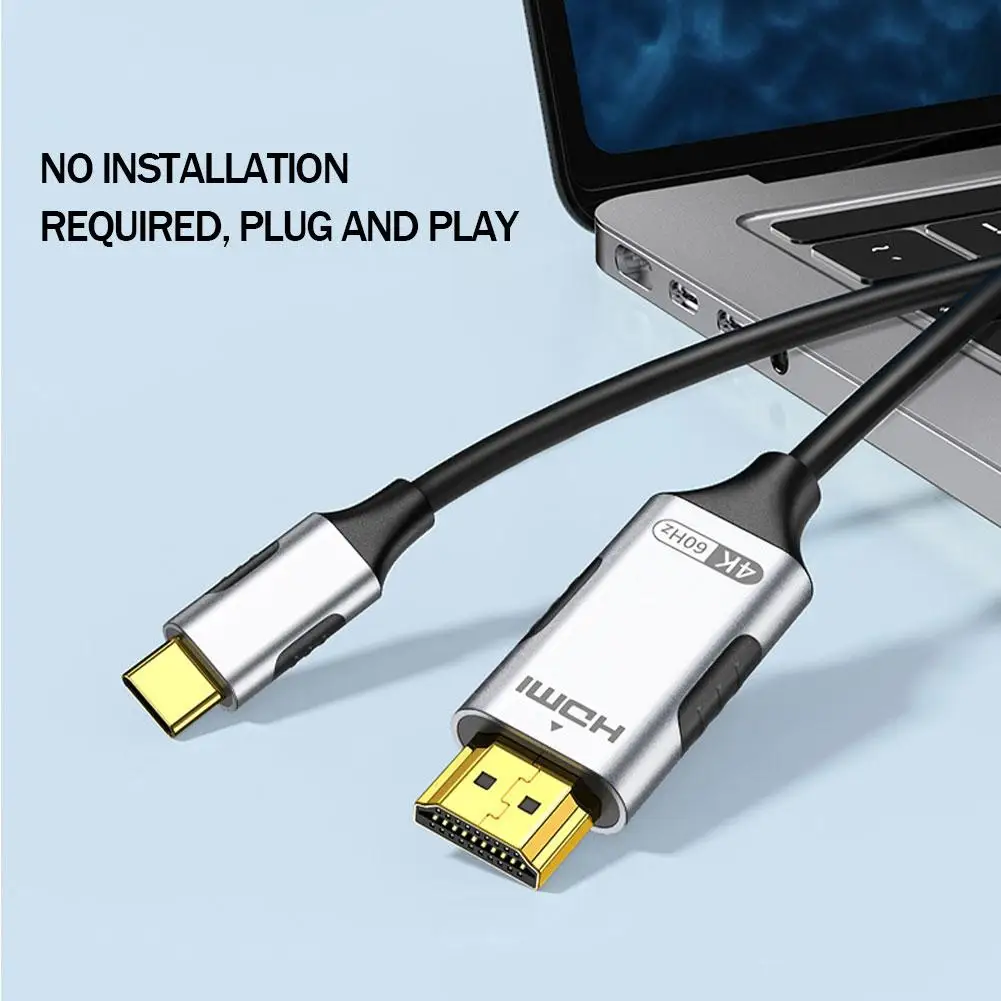 4K 30/60HZ 2m Type-C To HDMI Compatible 4K Android Phone, Tablet, TV Monitor, Projector, Projection Cable Adapter Converter view 2