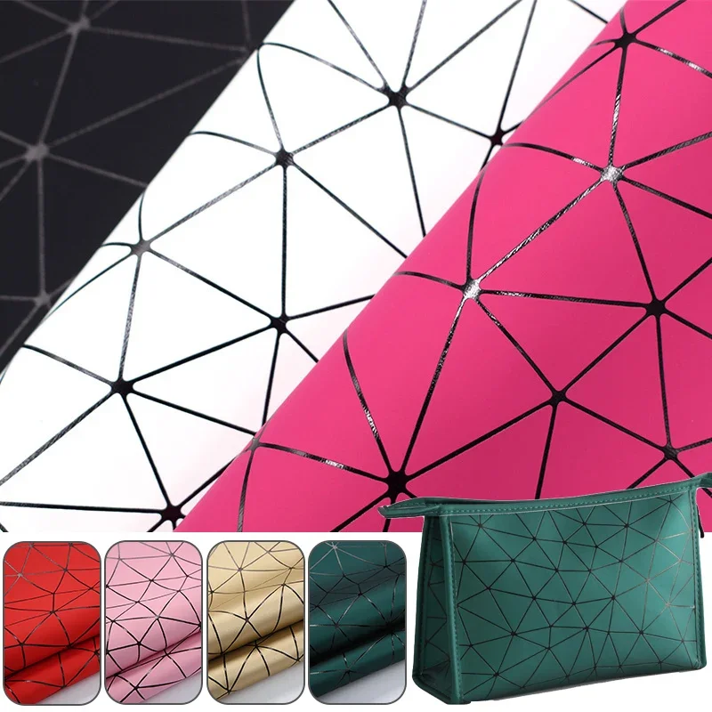 1 Yard Laser Hologram Iridescent Geometric PU Faux Leather Fabric Synthetic Bag Bow Craf Diy  Sewing Material