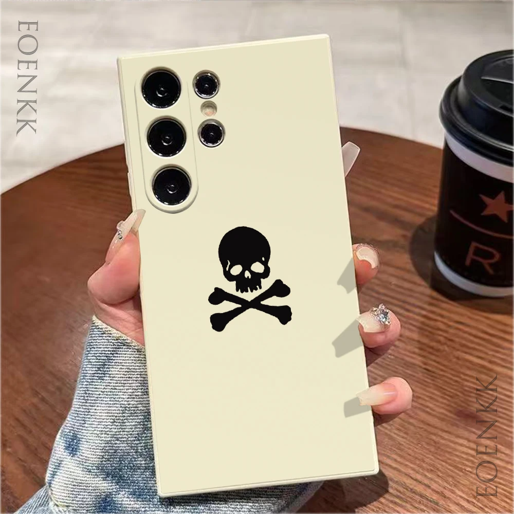 Black Skull Phone Case For Samsung Galaxy S25 S24 S23 S22 S21 S20 Ultra Plus FE A15 A30 20 A53 A71 A72 5G Silica gel Soft Cover