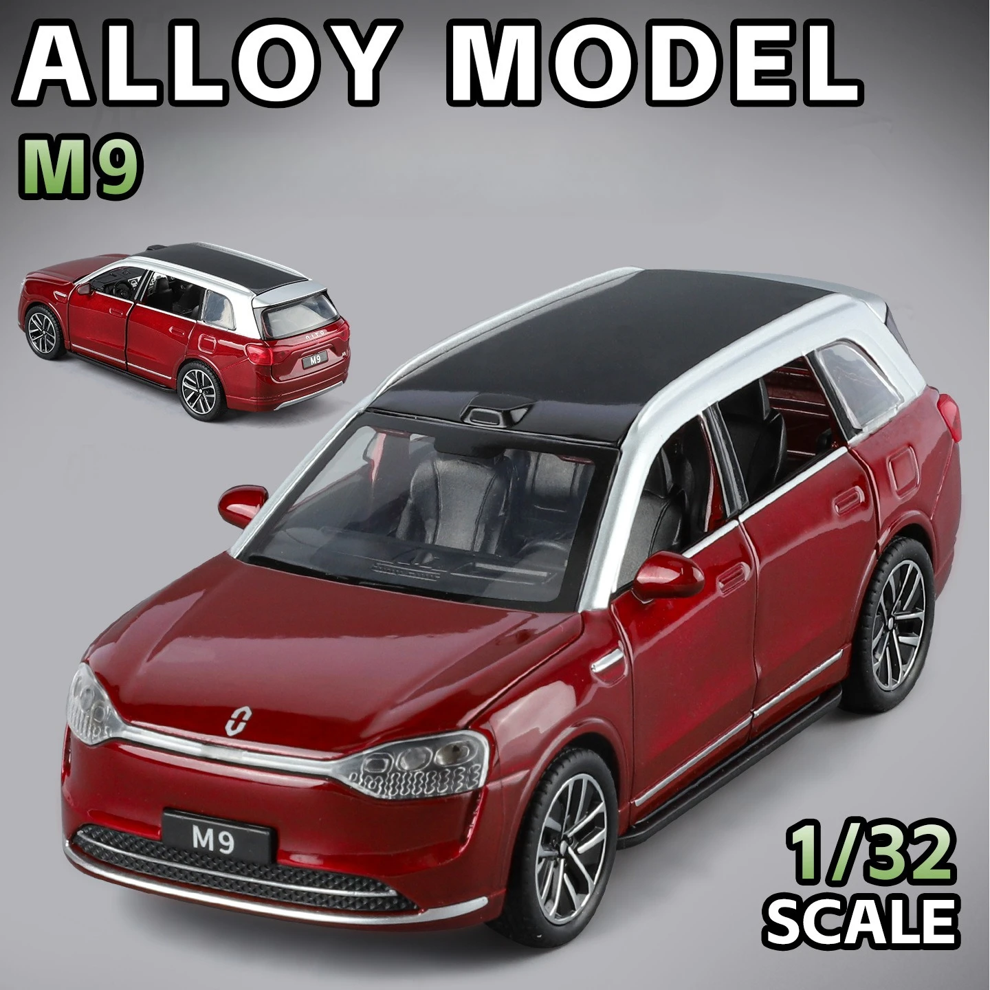 1:32 m9 suv modelo de brinquedo puxar para trás som luz portas abertas liga diecast modelos de veículos em miniatura ornamentos presentes