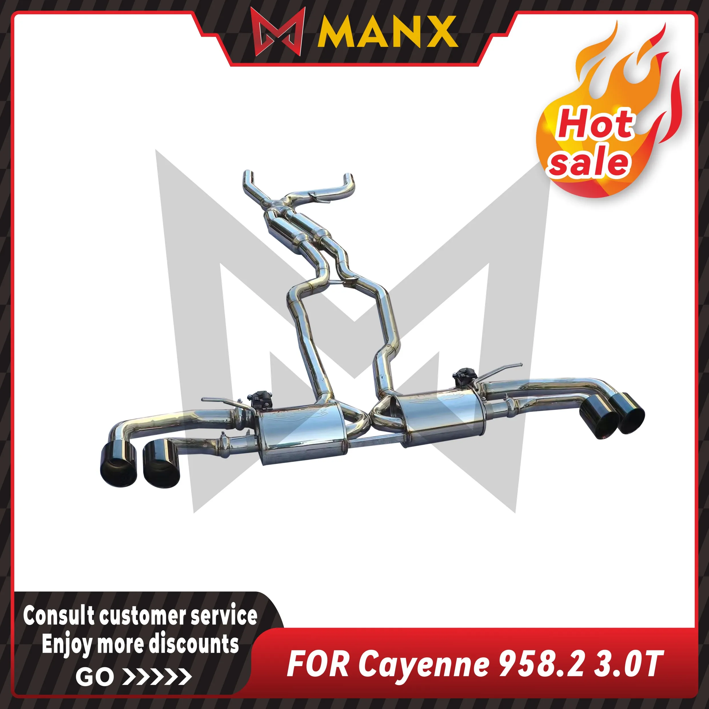 Stainless steel Catback Performance Auto Exhaust pipe for Porsche Cayenne 958.2 3.0T Muffler with remote control valve