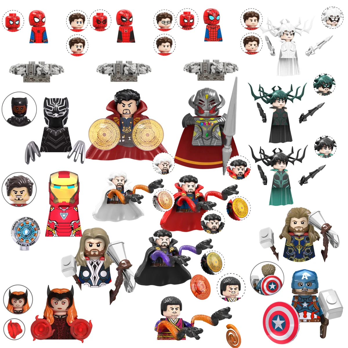 

Blind Box Mini Building Blocks TV6209 Figures Big Goblin Spiderman Iron Man Venom Captain Hawk Deadpool Armor Christmas Gift Toy