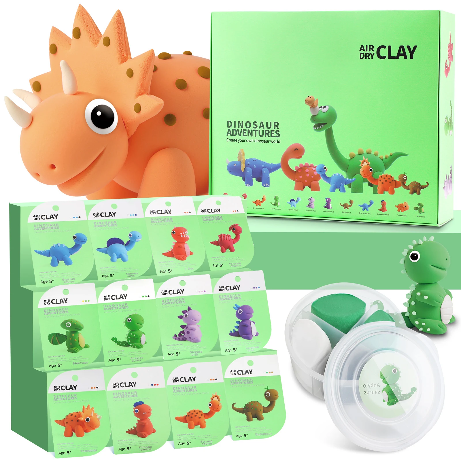 Air Dry Clay Kit Kreative Kinder Modelliermasse Geschenksets mit Werkzeugen Superleichtes DIY-Spielzeug aus weichem Ton für Mädchen und Jungen mit Tiermotiv