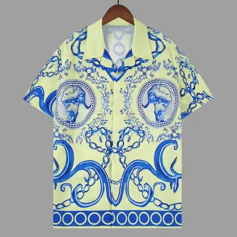 

Men's Baroque Cut printed Short sleeve Shirt, ultra thin shirt, Luxury Art Portrait pattern, social shirt, Men's Fashion, 2024