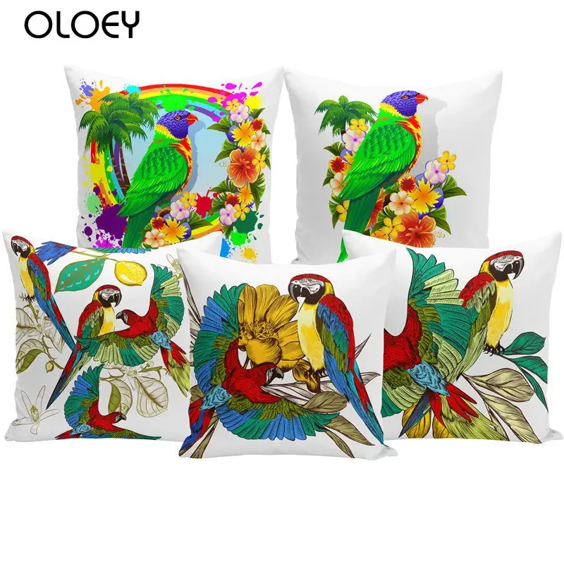 

Color Bird Picture Polyester Soft Pillowcase, Size 45x45cm Home Bedroom Decoration, Hotel Car Decoration, Classic Pillowcase .