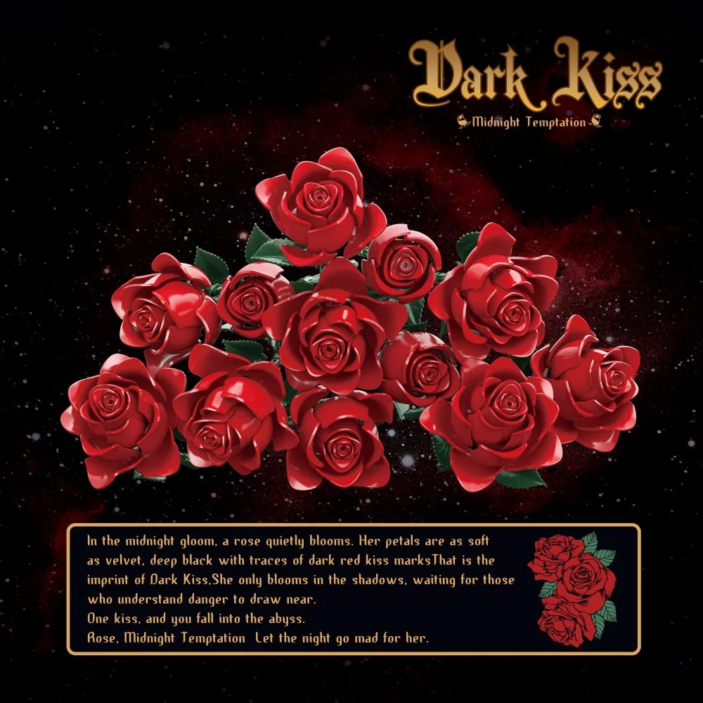 12 Red Rose Building Blocks Preserved Flower Model Bricks Desktop Decoration Kids DIY Toys Adult Valentine's Day Romantic Gifts