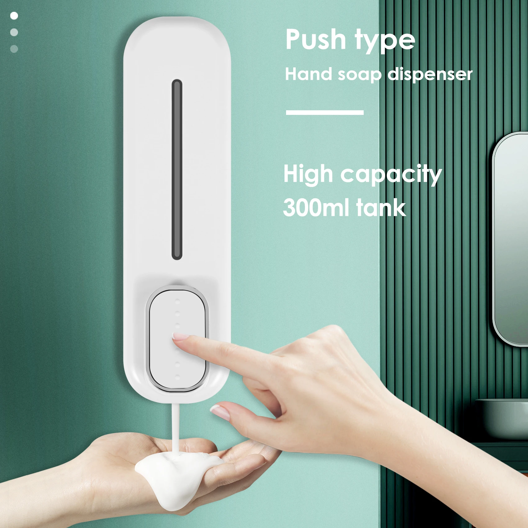 Exquisite-Soap Dispenser Wall Mount, 350Ml Hand Liquid Shampoo Shower Gel Dispenser For Bathroom Kitchen Office