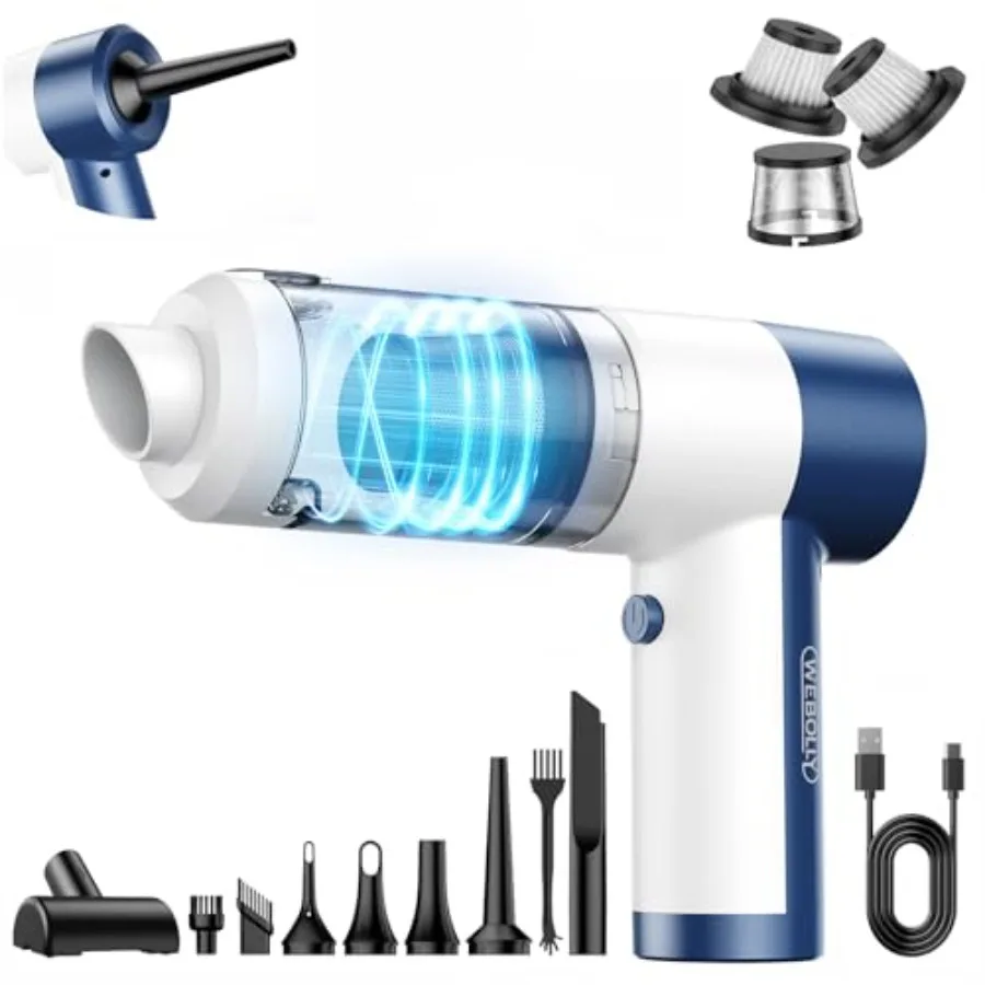 

Беспроводной портативный автомобильный пылесос 4-в-1 с высокой мощностью всасывания 16000PA, перезаряжаемый, ручной, с бесщеточным двигателем и