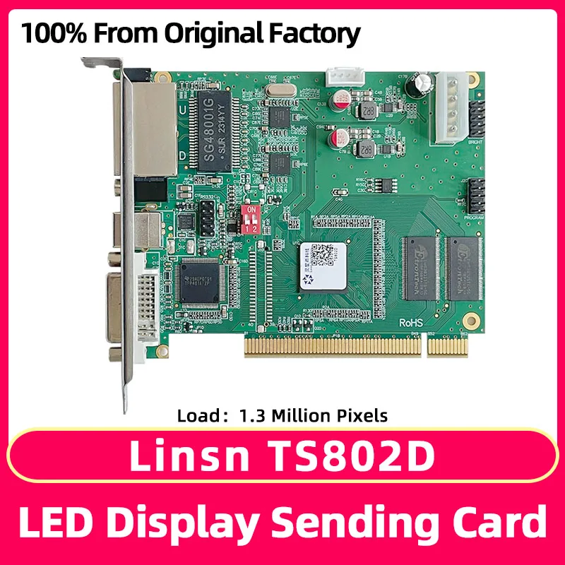 Linsn TS802D Full Color Video Wall HUB75 LED Panel Luminous Sign Sending Card LED Display Screen Pixel Display Motherboard DVI