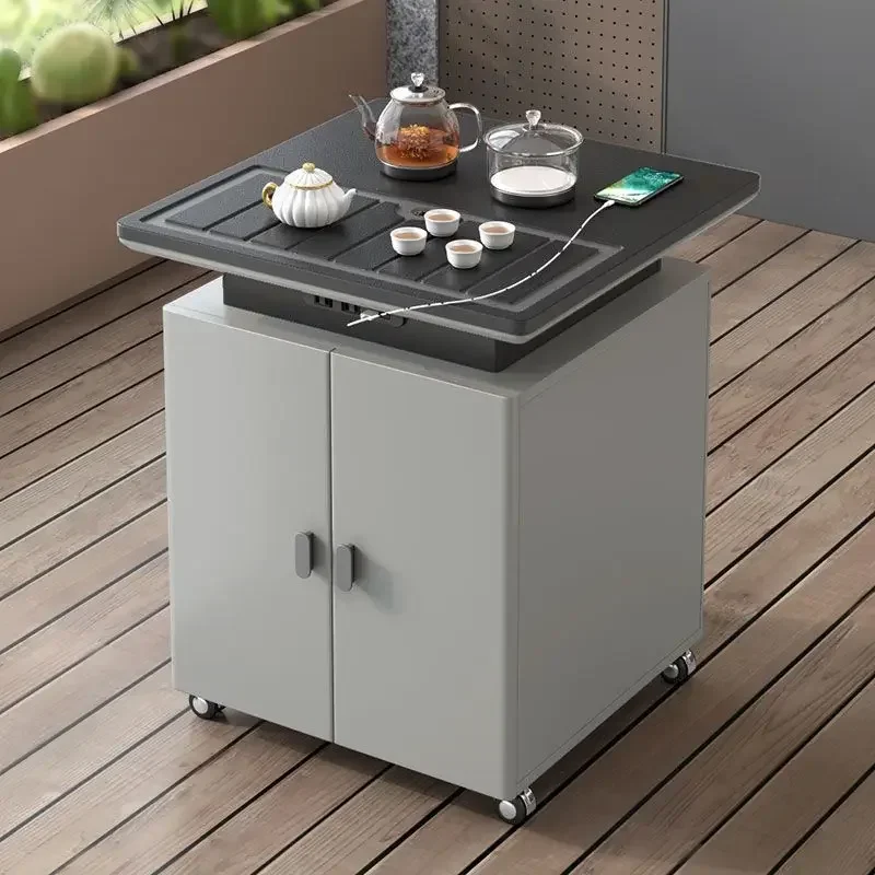 

Интеллектуальный многофункциональный столик из огненного камня, небольшой бытовой чайный шкаф, передвижной балкон, чайный столик в стиле кунг-фу