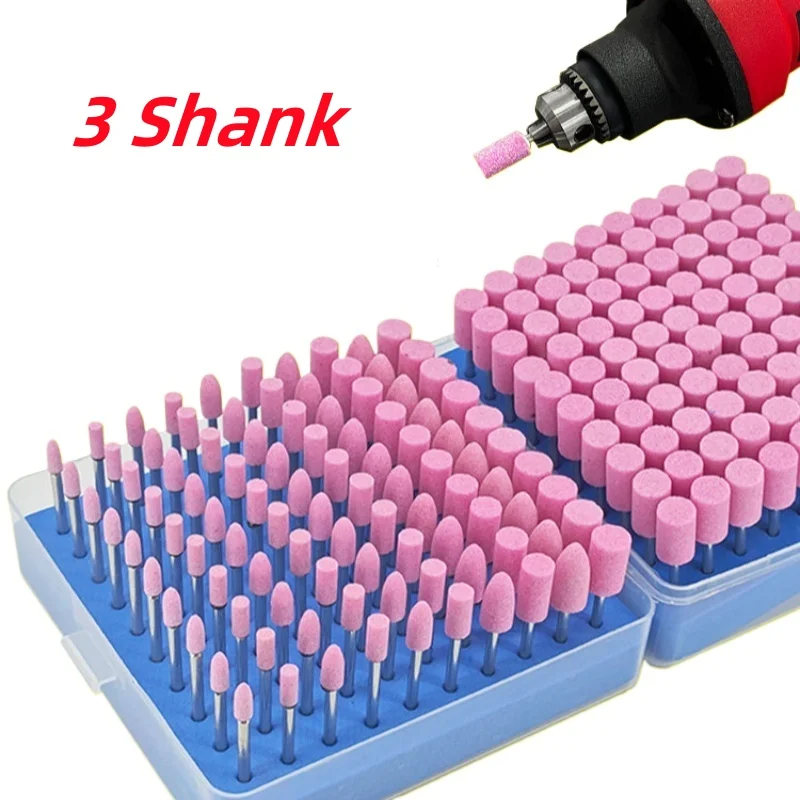 3mm Shank Abrasive Stone Points Polishing Grinding Head Electric Drill Bit Wheel For Dremel Rotary Accessories Power Tools