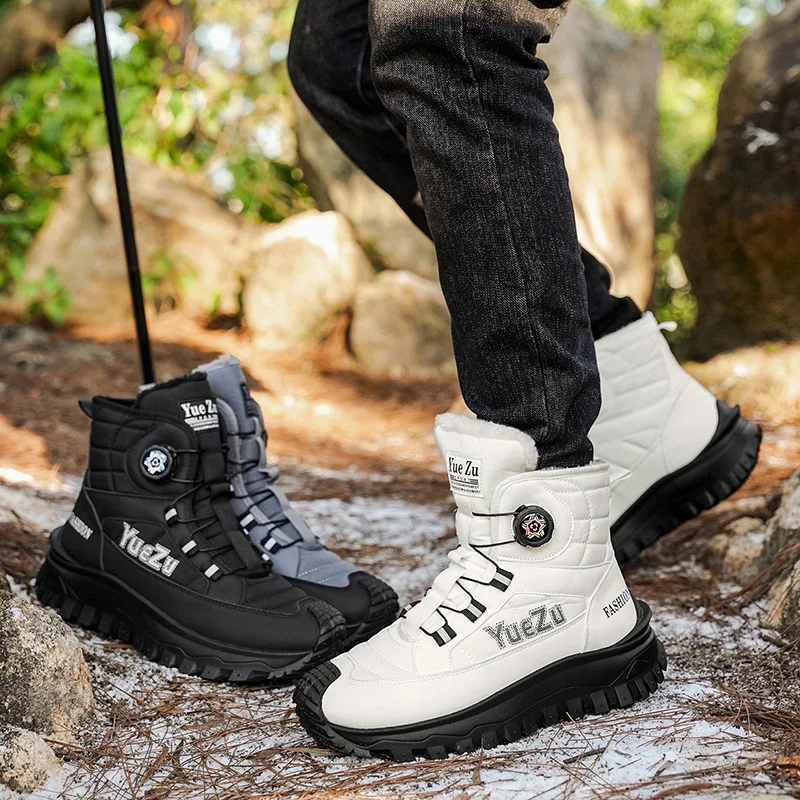 

Зимние новые водонепроницаемые зимние ботинки из флиса с поворотной пряжкой, уличные нескользящие и износостойкие